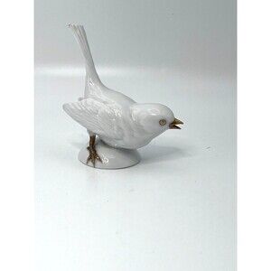 Volkstedt Porcelain White Bird with Gold Gilding with Makers Mark